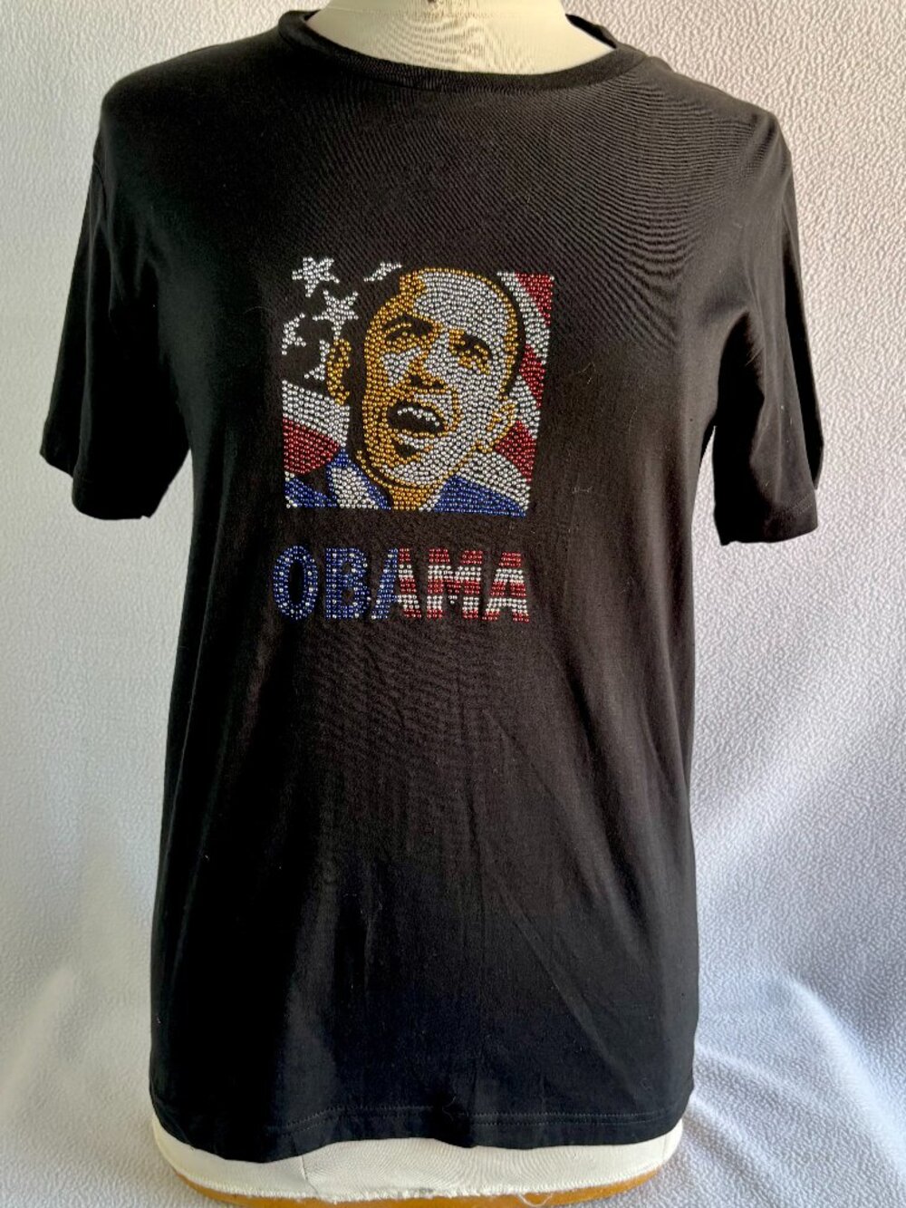 Barack Obama Bejeweled Cotton T-Shirt